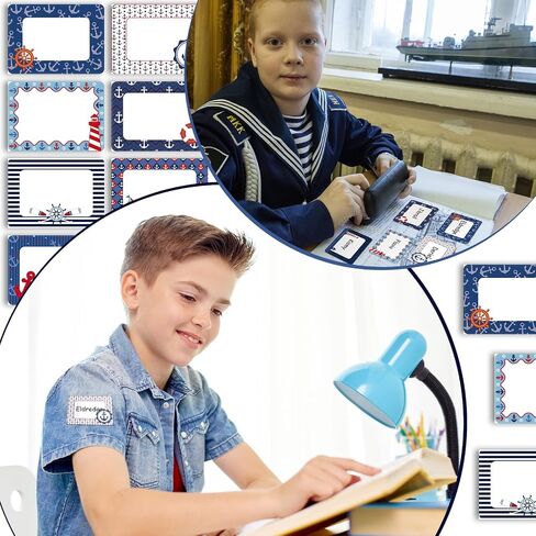Harloon 48 Pcs Nautical Anchors Name Tags Nautical Name Tags Stickers Name Labels for Classroom with Lighthouse Anchors Sailboats Self Adhesive Labels Tags Student Name Labels (2.48 x 3.46 Inch) in Saudi Arabia
