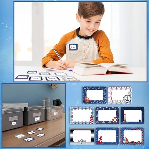 Harloon 48 Pcs Nautical Anchors Name Tags Nautical Name Tags Stickers Name Labels for Classroom with Lighthouse Anchors Sailboats Self Adhesive Labels Tags Student Name Labels (2.48 x 3.46 Inch) in Saudi Arabia