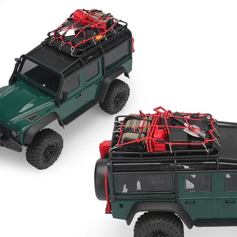 daitoku 1/24 & 1/18 Car Roof Decoration RC Crawler Accessories Luggage Net ARB Bags Recovery Boards Luggage Box Fire Fuel Tanks Extinguisher Shovel Wood Box for 1/18 TRX4M 1/24 Axial SCX24 (Red) in Kuwait
