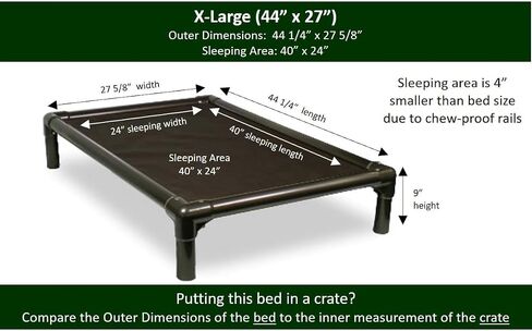 Kuranda Chewproof Dog Bed - Walnut PVC - 40" x 25" - Sunsure Textilene - Sierra in Saudi Arabia
