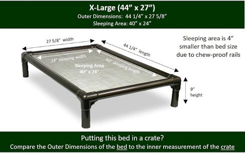 Kuranda Chewproof Dog Bed - Walnut PVC - 40" x 25" - Sunsure Textilene - Sierra in Saudi Arabia