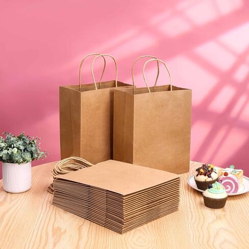 SUNCOLOR 25 Pack White Gift Bags with Handles – 8x4.5x10 Medium Bags for Shopping, Retail, DIY, Wedding, Party Favors & Valentine’s Day in Saudi Arabia