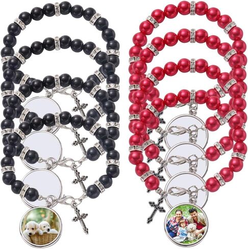 8 Pcs Sublimation Blank Bracelets Catholic Rosary Heat Transfer Blank Bracelet Rosary Beads Sublimation Blank Photo Bracelets for DIY Jewelry Making in Saudi Arabia