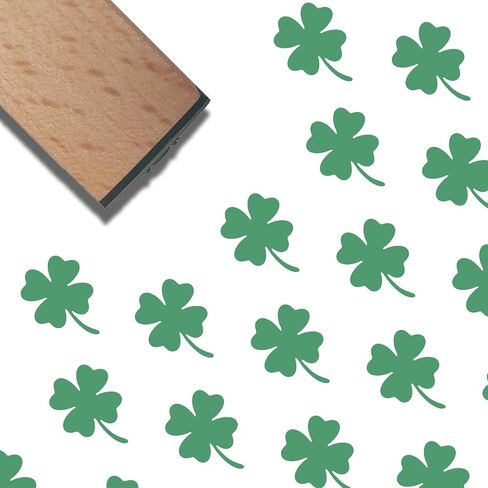 CRASPIRE 3/5in Mini Wooden Rubber Stamp Four Leaf Clover Plant Pattern Small Wood Stamps Vintage Reusable Print for St Patrick DIY Scrapbooking Journaling Albums Card Making Planner Envelope Photo in Kuwait