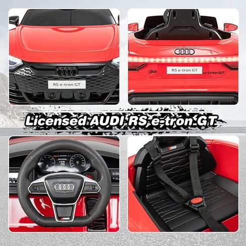 olakids Kids Ride On Car ، Audi RS E-Tron GT 12V سيارة كهربائية مع التحكم عن بعد ، لعبة الأطفال الصغار التي تعمل بالبطارية مع تعليق الربيع ، المصابيح الأمامية ، الموسيقى ، MP3 ، USB ، TF (أحمر) in Kuwait