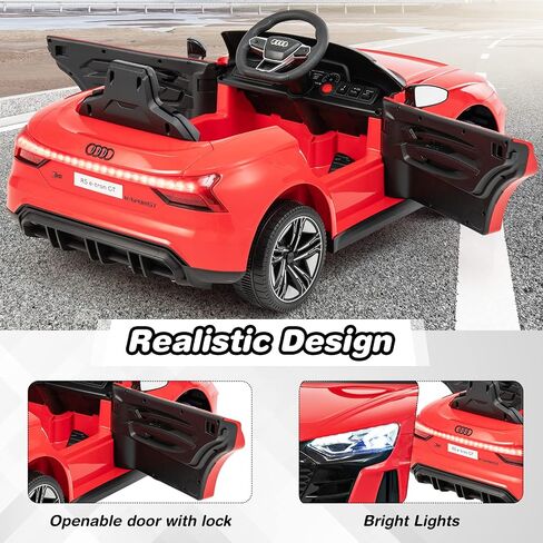 olakids Kids Ride On Car ، Audi RS E-Tron GT 12V سيارة كهربائية مع التحكم عن بعد ، لعبة الأطفال الصغار التي تعمل بالبطارية مع تعليق الربيع ، المصابيح الأمامية ، الموسيقى ، MP3 ، USB ، TF (أحمر) in Kuwait