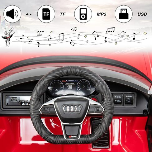 olakids Kids Ride On Car ، Audi RS E-Tron GT 12V سيارة كهربائية مع التحكم عن بعد ، لعبة الأطفال الصغار التي تعمل بالبطارية مع تعليق الربيع ، المصابيح الأمامية ، الموسيقى ، MP3 ، USB ، TF (أحمر) in Kuwait
