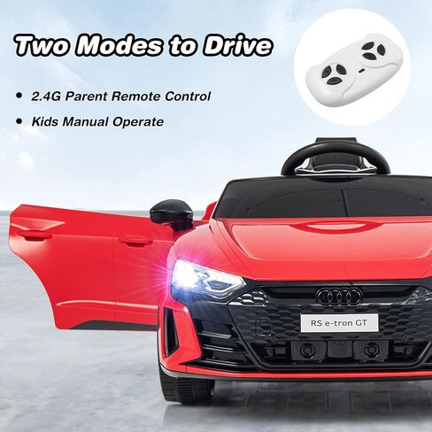 olakids Kids Ride On Car ، Audi RS E-Tron GT 12V سيارة كهربائية مع التحكم عن بعد ، لعبة الأطفال الصغار التي تعمل بالبطارية مع تعليق الربيع ، المصابيح الأمامية ، الموسيقى ، MP3 ، USB ، TF (أحمر) in Kuwait