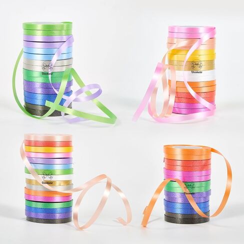 48 Rolls Curling Ribbon Balloon Curling Ribbons Set, Veemeio 16 Colors 3/16 Inch x 11 Yards Ribbons Bows for DIY Decor Crafts Gift Wrapping Party Festival Flower Florist in Saudi Arabia