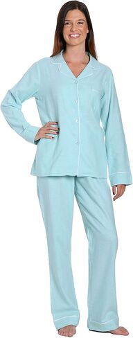 Noble Mount Flannel Pajamas for Women, 2Pc Lightweight Flannel Womens Pajama Sets in Kuwait