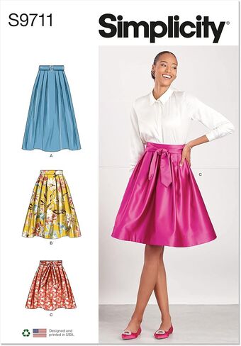 Simplicity Misses' Pleated Skirts Sewing Pattern Kit, Code S9711, Sizes 4-6-8-10-12, Multicolor in Saudi Arabia