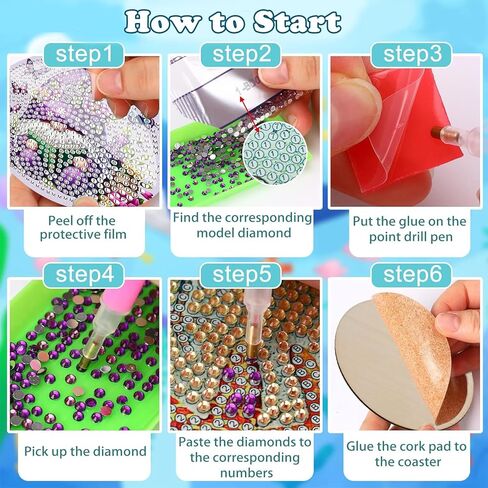8 PCS GNOME Diamond Art Coasters-Gnomes Diamond Painting Coasters مجموعات مع Holder ، DIY Gnome Coasters مع قواعد الفلين للمبتدئين في البالغين كهدية ديكورز in Kuwait