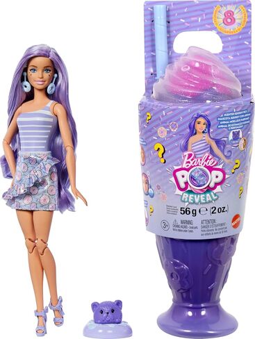 Barbie Pop Reveal Series Fashion Doll & Accessories Set, Treat Series, Donut Dreams Theme with Pet, 8 Surprises Include Color Change in Saudi Arabia