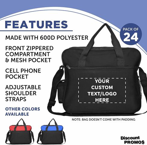 Custom Laptop Messenger Bags of 24, Personalized Bulk Pack - Perfect for Employees and For Everyday Use - Black in Saudi Arabia