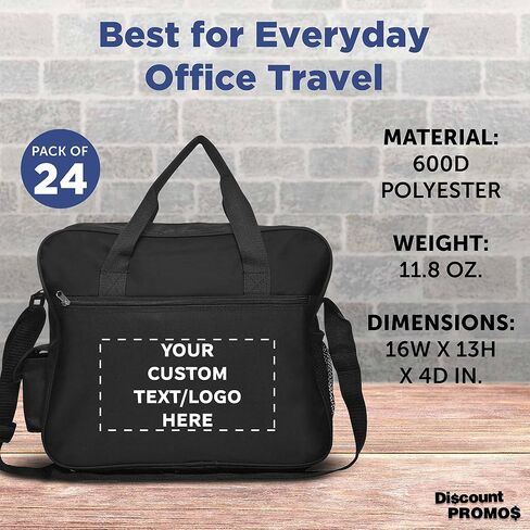 Custom Laptop Messenger Bags of 24, Personalized Bulk Pack - Perfect for Employees and For Everyday Use - Black in Saudi Arabia
