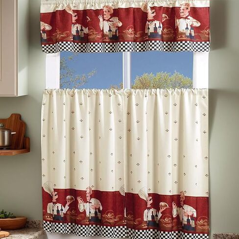 MarCielo 3 Piece Printed Floral Kitchen/Cafe Curtain with Swag and Tier Window Curtain Set, White, Sunflower in Saudi Arabia