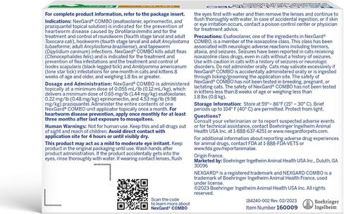 NexGard® Combo (esafoxolaner, eprinomectin, and praziquantel Topical Solution) Flea and Tick Protection Plus Heartworm Disease Preventive for Cats, 5.6-16.5 lbs. (Yellow Box) 6 Doses (6 Month Supply) in Saudi Arabia