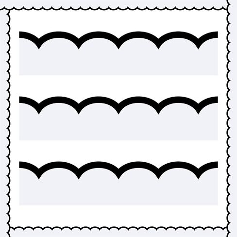 Leinuosen 50.5 ft Bulletin Board Borders 44 Pcs Black and White Wave Line Scalloped Border Trims with 20 Sheet Glue Point Dots Back to School Decoration for Home Classroom School Office Decor(Black) in Saudi Arabia