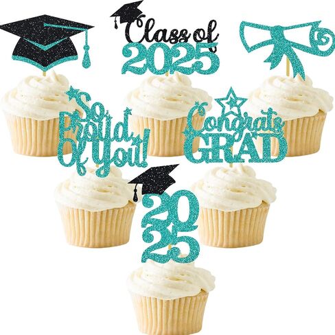 الأرجواني Gold Gold Cupcake Toppers 36pcs Glitter فخور بك اختيارات الطعام تهانينا in Kuwait