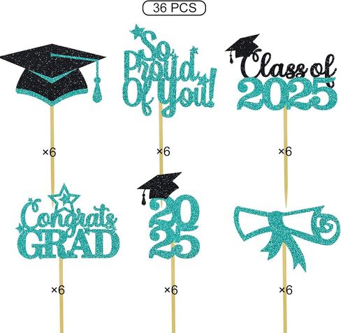 الأرجواني Gold Gold Cupcake Toppers 36pcs Glitter فخور بك اختيارات الطعام تهانينا in Kuwait