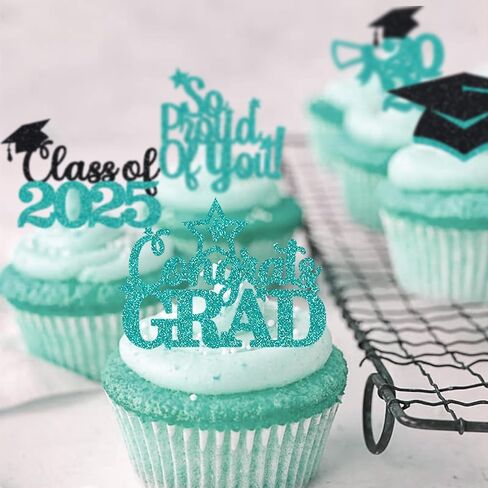الأرجواني Gold Gold Cupcake Toppers 36pcs Glitter فخور بك اختيارات الطعام تهانينا in Kuwait