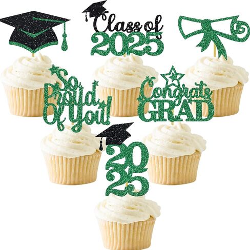 الأرجواني Gold Gold Cupcake Toppers 36pcs Glitter فخور بك اختيارات الطعام تهانينا in Kuwait