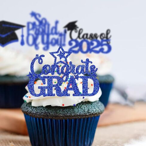 الأرجواني Gold Gold Cupcake Toppers 36pcs Glitter فخور بك اختيارات الطعام تهانينا in Kuwait