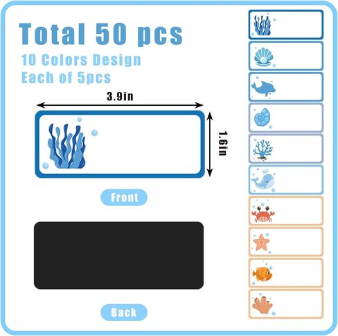 50Pcs Under The Sea Magnetic Name Tags with Dry Erase Marker Pen Sea Themed Name Plates Ocean Animal Reusable Labels for Back to School Home Office Classroom Whiteboard Locker Shelf in Saudi Arabia