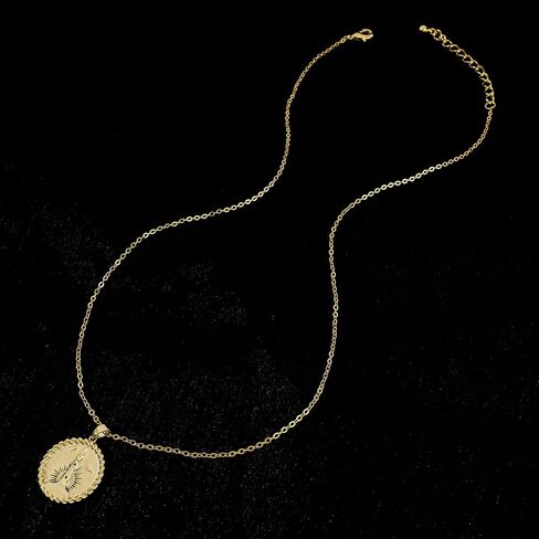 Gold Happy Pendant Necklace for Women 14K Gold Plated Happy Charm Necklace Simple Happy Words Letter Oval Coin Necklace Adjustable Chain Summer Party Trendy Jewelry Gift for Girls Men Boys in Saudi Arabia