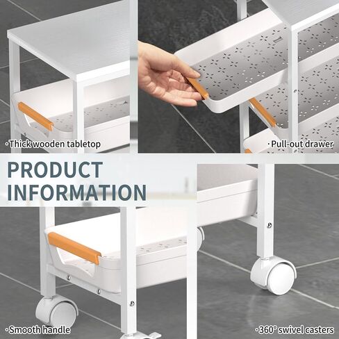 5 Tier Slim Rolling Utility Cart with Drawers Pull-Out Design Slim Storage Cart with Metal Frame and Wooden Top for Narrow Space in Home Kitchen Bathroom Black (Width 9.5 Inches) in Saudi Arabia