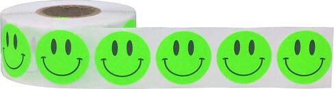 Fluorescent Green Happy Face Labels 1 Inch 500 Total Adhesive Stickers in Saudi Arabia