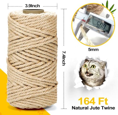 Twine String 5mm 164Feet,All-Purpose Natural Jute Twine Rope - Heavy Duty for DIY Crafts, Gardening, Bundling, Home Decor & Cat Scratching Posts | Eco-Friendly in Saudi Arabia
