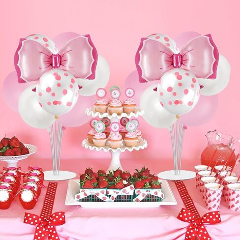 Pink Bow Party Balloon Stand Kit, 4 Sets, Table Centerpiece Decorations for Girls Birthday (pink) in Saudi Arabia