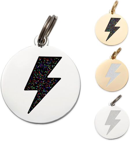 Two Tails Personalized Lightning Bolt Pet ID Tag - Custom Engraved Dog Tags for Pets - Durable Brass, Gold or Silver Plating in Saudi Arabia