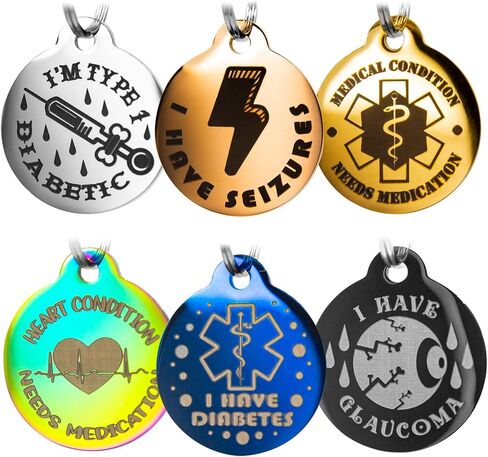Engraved Dog/Pet Tags Personalized Deaf, Special Medical Heart Condition, Glaucoma, Blind, Diabetic, Seizure, Allergy Small in Kuwait