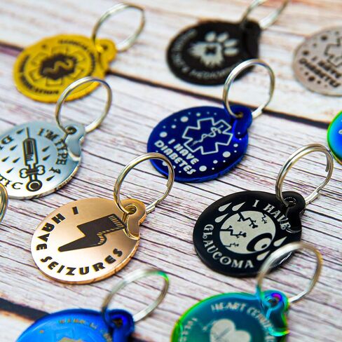 Engraved Dog/Pet Tags Personalized Deaf, Special Medical Heart Condition, Glaucoma, Blind, Diabetic, Seizure, Allergy Small in Kuwait