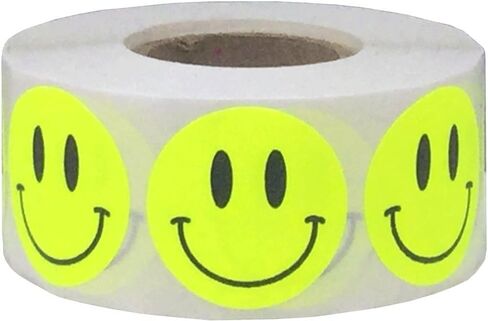 Fluorescent Green Happy Face Labels 1 Inch 500 Total Adhesive Stickers in Saudi Arabia