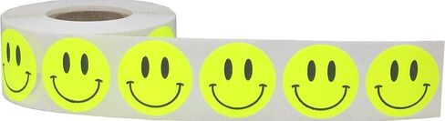 Fluorescent Green Happy Face Labels 1 Inch 500 Total Adhesive Stickers in Saudi Arabia