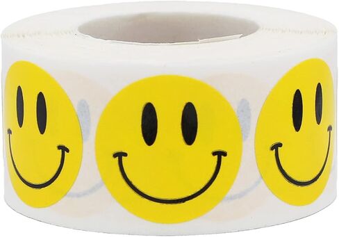 Fluorescent Green Happy Face Labels 1 Inch 500 Total Adhesive Stickers in Saudi Arabia