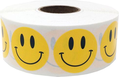 Fluorescent Green Happy Face Labels 1 Inch 500 Total Adhesive Stickers in Saudi Arabia
