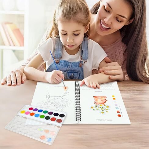 Watercolor Workbooks, 16 Colors Water Color Books Paint Set for Adults, Watercolor Coloring Book for Beginners, Water Color Workbook, 15 Beautiful Paintings for Beginners (Plants) in Saudi Arabia