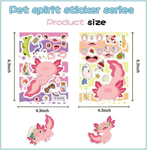 24 PCS ملصقات Axolotl ، اصنع وجهًا على axolotl ، للأطفال يصنع ملصقات الكرتون الصغيرة الخاصة بك ， لعبة الحيوان الحرف الحفلات اللطيفة الحفلات in Kuwait
