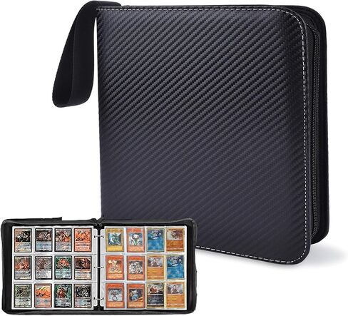 Trading Card Binder 4 Pocket, Binder For Cards Fits 400 Cards, PU Small Card Binder Albums With Zipper For Sports MTG TCG Collectible in Saudi Arabia