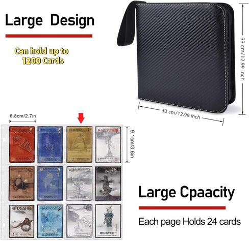 Trading Card Binder 4 Pocket, Binder For Cards Fits 400 Cards, PU Small Card Binder Albums With Zipper For Sports MTG TCG Collectible in Saudi Arabia