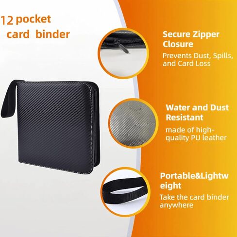 Trading Card Binder 4 Pocket, Binder For Cards Fits 400 Cards, PU Small Card Binder Albums With Zipper For Sports MTG TCG Collectible in Saudi Arabia