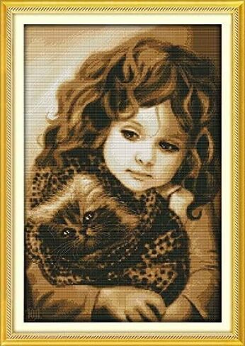 Cross Stitch Kits 11CT Stamped Patterns for Kids and Adults, DIY Preprinted Embroidery kit for Beginner, Beauty and Girl (Indian Beauty 2, Size 19''x22'') in Kuwait