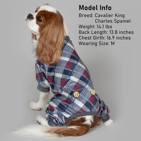 KYEESE Dog Pajamas Medium Sized Dog Stretchy Onesie Velvet Pjs Comfy Coat Soft Pet Clothes Plaid Doggie Jammie, Grey, XX-Large in Saudi Arabia