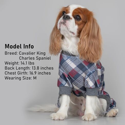KYEESE Dog Pajamas Medium Sized Dog Stretchy Onesie Velvet Pjs Comfy Coat Soft Pet Clothes Plaid Doggie Jammie, Grey, XX-Large in Saudi Arabia