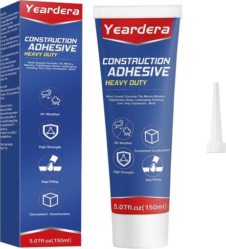 Yeardera Heavy Duty Construction Adhesive, 7.4 Ounce Cement Glue Squeeze Tube, Versatile Construction Glue for Tile, Floor, Stone, Wood, Wall & More, Pack of 1 in Kuwait