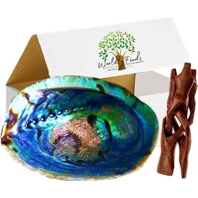 Beautiful Huge Abalone Shell Smudge Bowl, XL 7"-8" Size for Smudging, Sage Burning, Display, Incense, Altar Supplies, Large Abalone, Hand Selected, Sustainable! (7-8 Inch Shell)